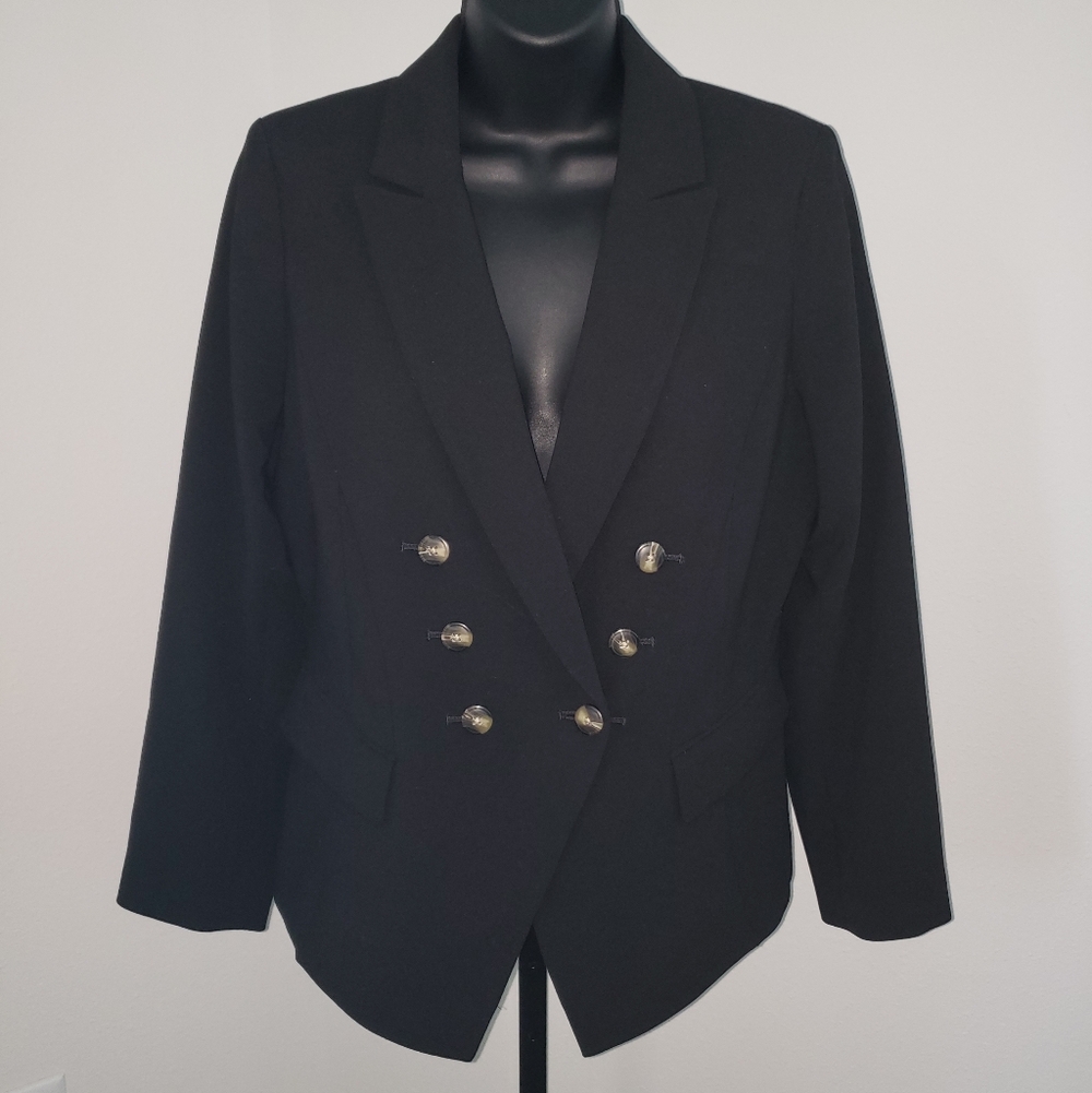(NWT) WHBM Black Double-Breasted Blazer (Size: 10P)